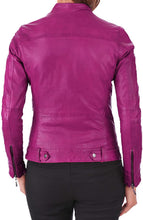 Load image into Gallery viewer, Women&#39;s Pink Biker Leather Jacket | 2022 Handcrafted Genuine Leather Jacket.
