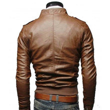 Load image into Gallery viewer, Mens Leather jacket with rib. Slim fit for mens. Genuine leather - leatherthirst
