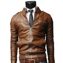 Load image into Gallery viewer, Mens Leather jacket with rib. Slim fit for mens. Genuine leather - leatherthirst
