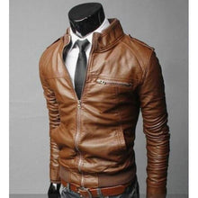 Load image into Gallery viewer, Mens Leather jacket with rib. Slim fit for mens. Genuine leather - leatherthirst
