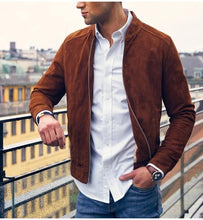 Load image into Gallery viewer, Mens Bomber Suede leather jacket. Premium quality Mens leather jacket. Casual jackets
