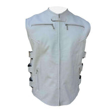 Load image into Gallery viewer, Men White Leather Vest. Premium quality leather jackets. Mens fashion - leatherthirst
