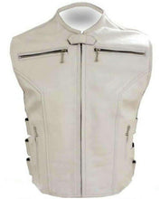 Load image into Gallery viewer, Men White Leather Vest. Premium quality leather jackets. Mens fashion - leatherthirst
