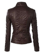 Load image into Gallery viewer, Leather jacket for women&#39;s cross zip single pocket - leatherthirst
