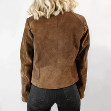 Load image into Gallery viewer, Womens Oversized Denim Leather Jacket. Sheepskin suede leathers
