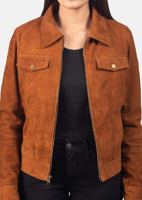 Suede Leather jacket for womens. Fashionable outwear for womens - leatherthirst