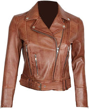 Load image into Gallery viewer, Womens Biker Leather Jacket. Genuine Leather jacket - leatherthirst
